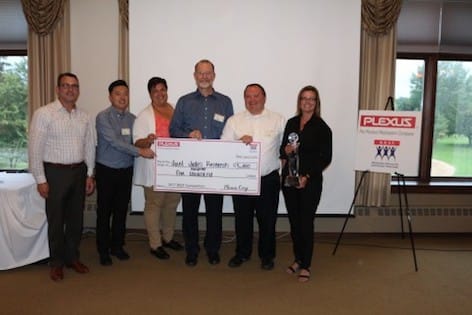 Plexus team presents check given to local charities