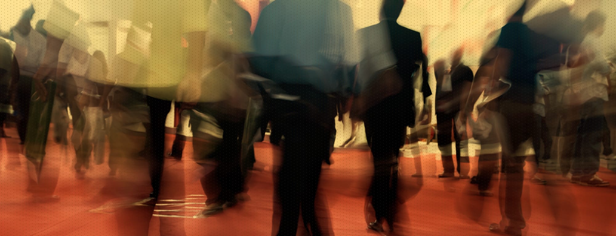 Group of fast moving adults