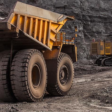 dump truck collecting minerals