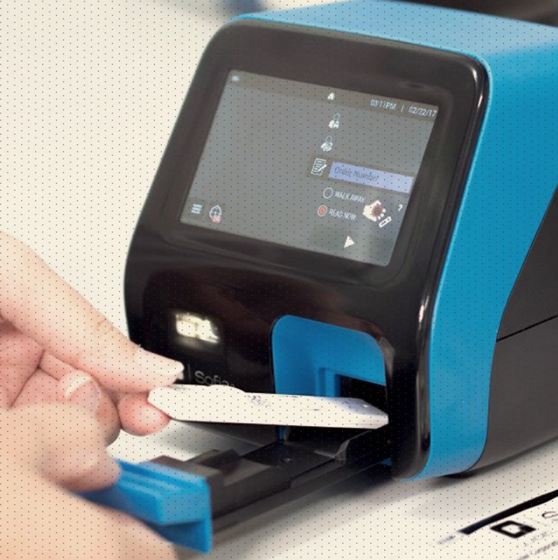 A user using Quidel Sofia 2 Fluorescent Immunoassay Analyzer