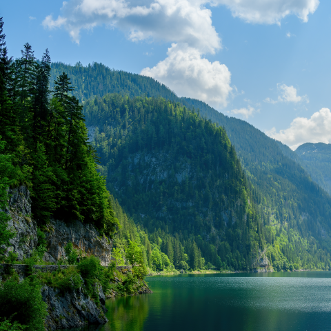 lake surrounded by mountains