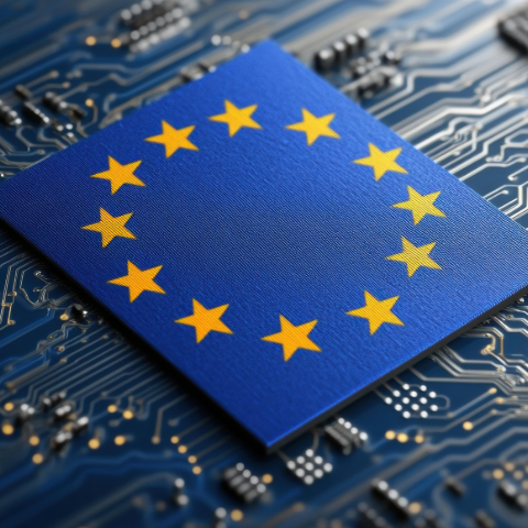 European Flag on a circuit board