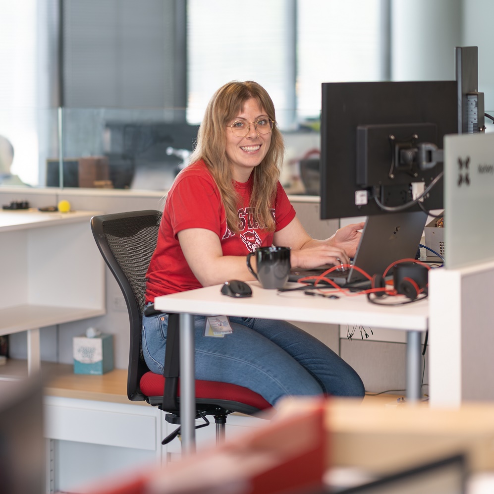 plexus employee working at desk
