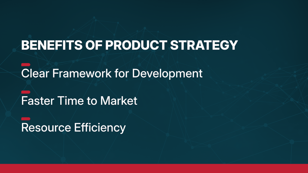 Graphic illustrating three key benefits of combining User-Centered Design (UCD) and Systems Engineering in product strategy: a clear framework for development, faster time to market, and resource efficiency.