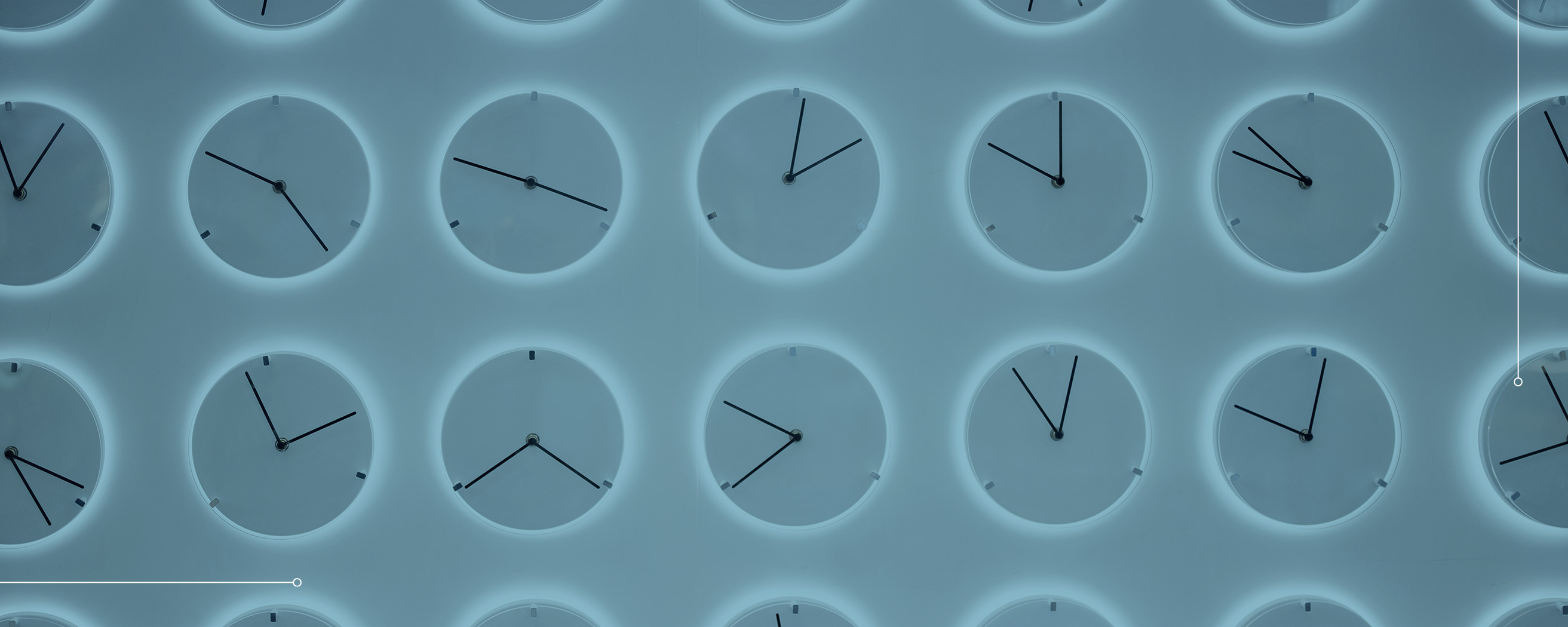 image of clocks with a blue overlay