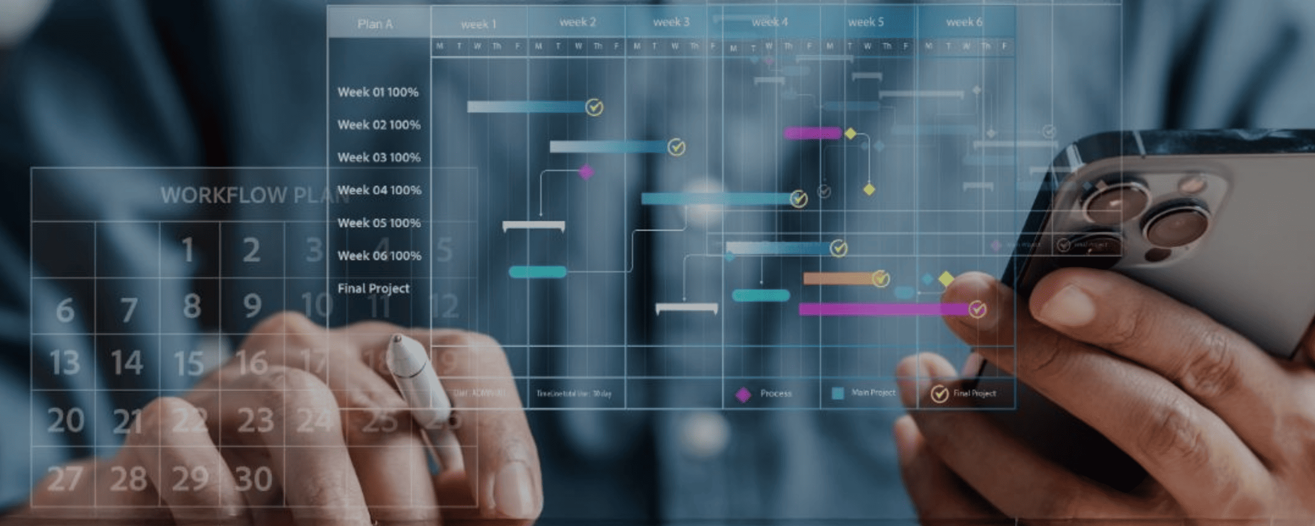 a holographic overlay of a calendar