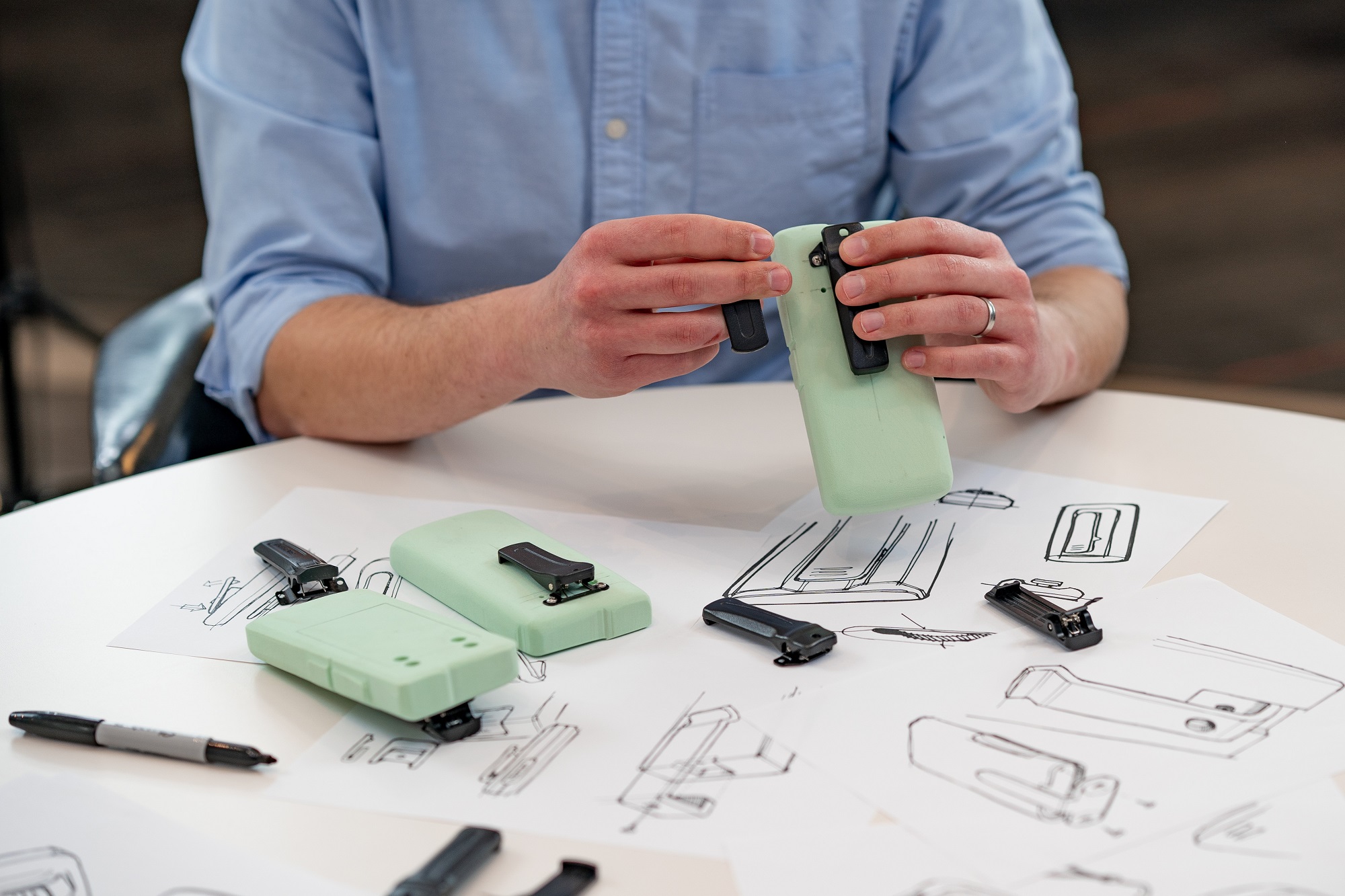 user-centered design engineer working on a prototype