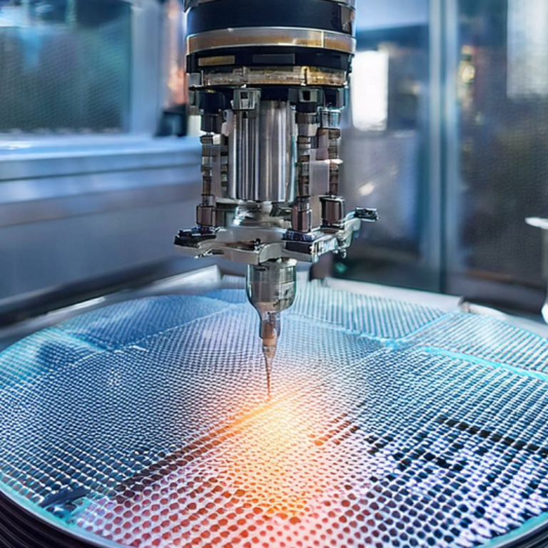A machine working on a semiconductor chip