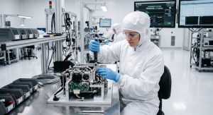 Plexus 一名技术人员正在为复杂的电子机箱制造项目进行高级组装工作。